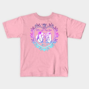 Japanese Geisha and the Art of Makeup Application by the Master - Vintage Styled Rainbow Colored Gradient Kids T-Shirt